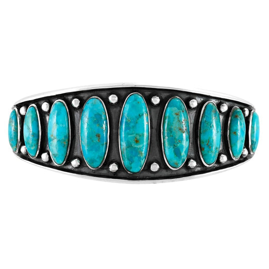 Turquoise Bracelet Sterling Silver 925 Genuine Gemstones Cuff Bracelet