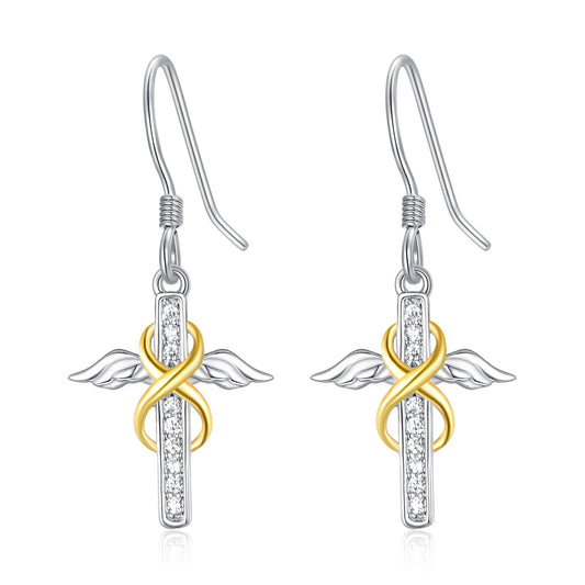 Dreamboat Sterling Silver Cross Earrings for Women Lever Back Dangle Earrings Faith Christian Confirmation Religious Jewelry for Mom