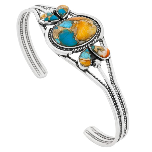 Turquoise Bracelet Sterling Silver 925 Genuine Gemstones Cuff Bracelet