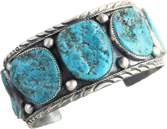 wide mens turquoise cuff silver 8 1/4 inch, Navajo cuff bracelet Kingman turquoise cuff, big silver bracelet for men, blue turquoise jewelry