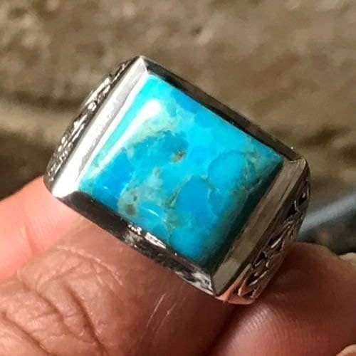 Blue Mohave Turquoise 925 Sterling Silver Men's Ring Size 8.75, 9, 10