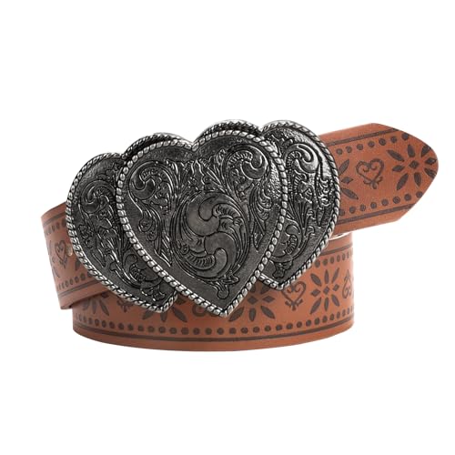 Women's Western Genuine Leather Belt Turquoise Buckle Cowgirl Country Style