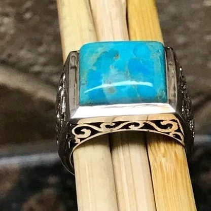 Blue Mohave Turquoise 925 Sterling Silver Men's Ring Size 8.75, 9, 10