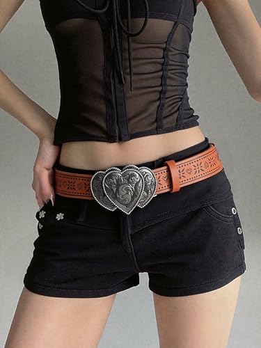 Women's Western Genuine Leather Belt Turquoise Buckle Cowgirl Country Style