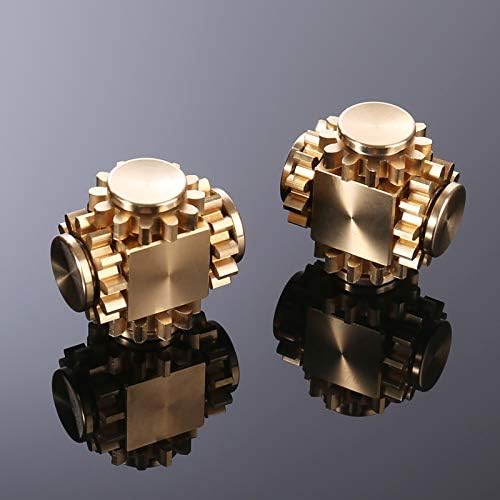 Pure Brass Cube Gears Linkage Anti-Anxiety Fidget Spinner Toy,Metal DIY EDC Meditation Break Bad Habits ADHD Finger Spinning Toy for Kid and Adults,High Speed Precision Brass Material