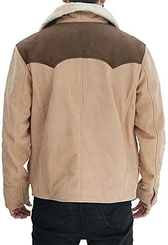 Yellow Men's TV Series John Dutton Cowboy Rip Wheeler Kevin Costner Suede Leather Jacket Stone