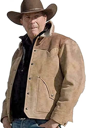 Yellow Men's TV Series John Dutton Cowboy Rip Wheeler Kevin Costner Suede Leather Jacket Stone