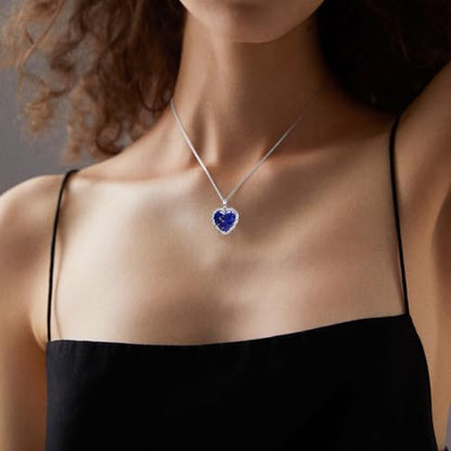 Genuine Gemstone Heart Necklaces for Women 925 Sterling Silver Natural Turquoise/Rose Quartz/Moonstone Pendant Vintage Western Jewelry Gift for Mom Wife Her