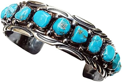sterling silver Native American cuff bracelet genuine turquoise gemstones