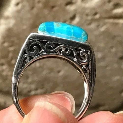 Blue Mohave Turquoise 925 Sterling Silver Men's Ring Size 8.75, 9, 10
