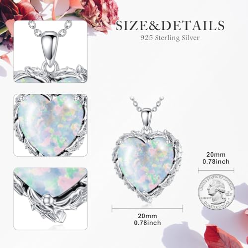 Genuine Gemstone Heart Necklaces for Women 925 Sterling Silver Natural Turquoise/Rose Quartz/Moonstone Pendant Vintage Western Jewelry Gift for Mom Wife Her