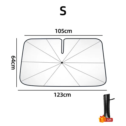 SunShield 360 – Rotatable Umbrella-Style Car Windshield Sunshade with UV & Heat Protection