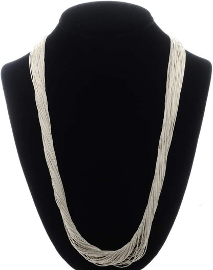 Alltribes 50 Strand Liquid Silver Necklace Native American Sterling Heishi 24" Long 2825
