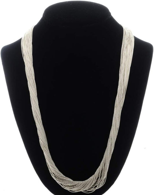 Alltribes 50 Strand Liquid Silver Necklace Native American Sterling Heishi 24" Long 2825