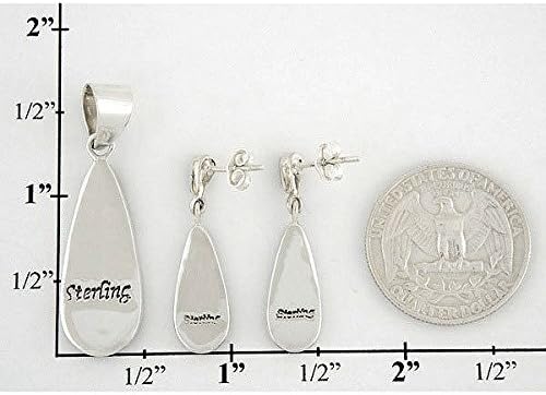Matching Turquoise & Gemstones Set 925 Sterling Silver (Pendant, Earrings, Necklace 20")