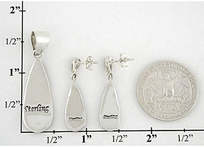 Matching Turquoise & Gemstones Set 925 Sterling Silver (Pendant, Earrings, Necklace 20")