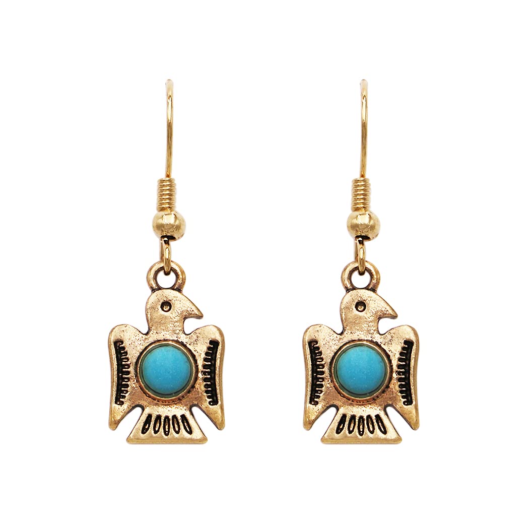 Rosemarie & Jubalee Women's South Western Style Aztec Thunderbird Turquoise Howlite Dangle Earrings
