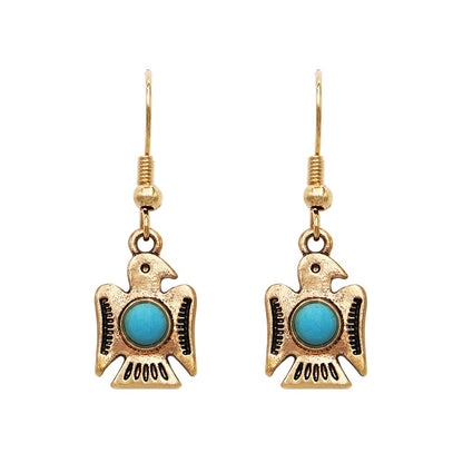 Rosemarie & Jubalee Women's South Western Style Aztec Thunderbird Turquoise Howlite Dangle Earrings
