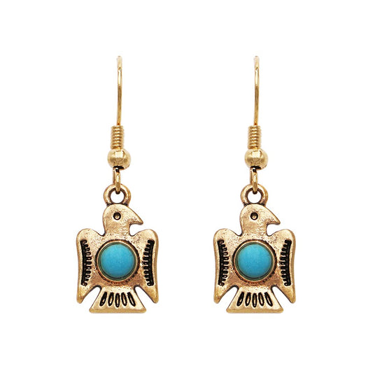 Rosemarie & Jubalee Women's South Western Style Aztec Thunderbird Turquoise Howlite Dangle Earrings