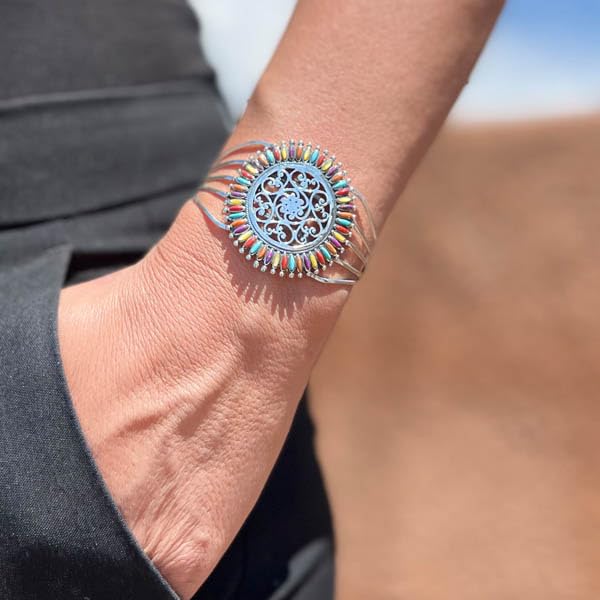 Turquoise Bracelet Sterling Silver 925 Genuine Gemstones Cuff Bracelet