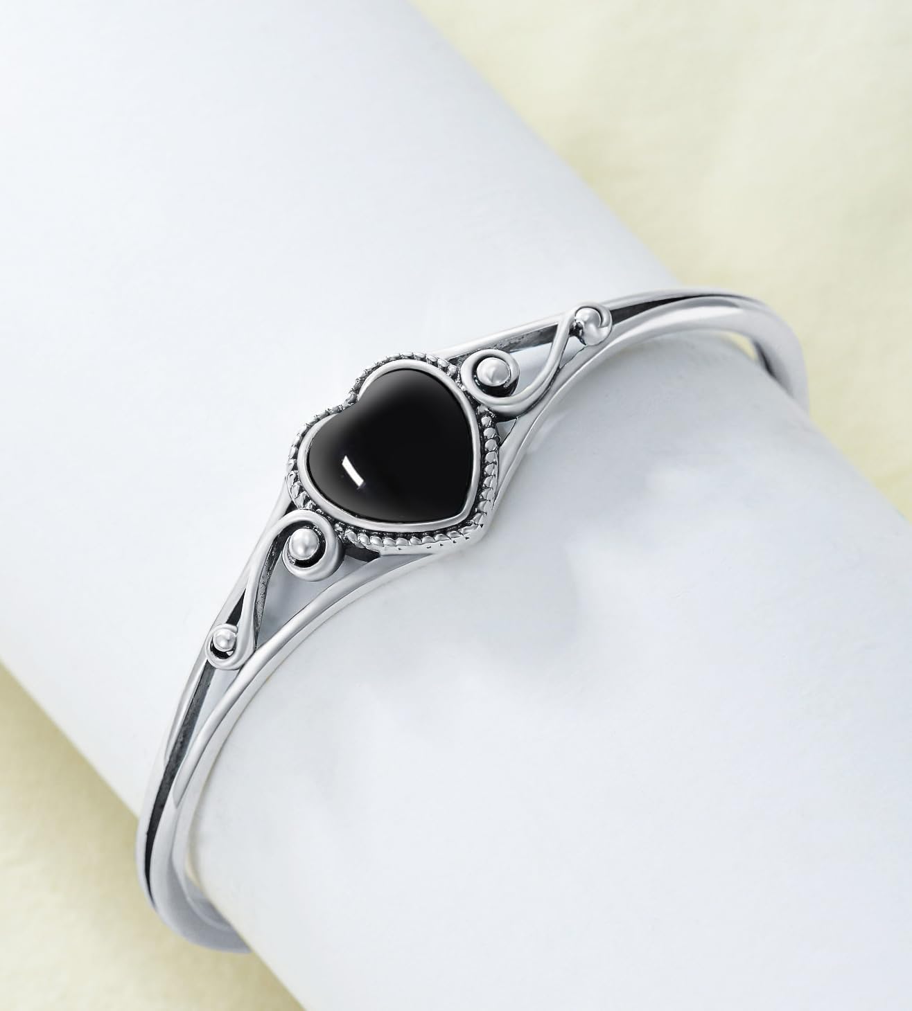 Genuine Turquoise Bracelet, Sterling Silver Native American Boho Adjustable Heart Bangle Cuff Jewelry for Women, Fit for 6.5 7 7.5 Inches