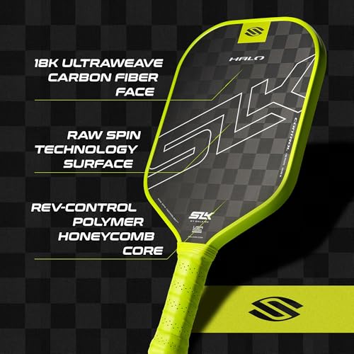 Selkirk Sport SLK Halo Raw Carbon Fiber Pickleball Paddle | Designed in The USA | Choose The T700 Raw Carbon Fiber Power, 18k Ultraweave Control, or Aramid Fiber Linkweave Thermoformed Pro