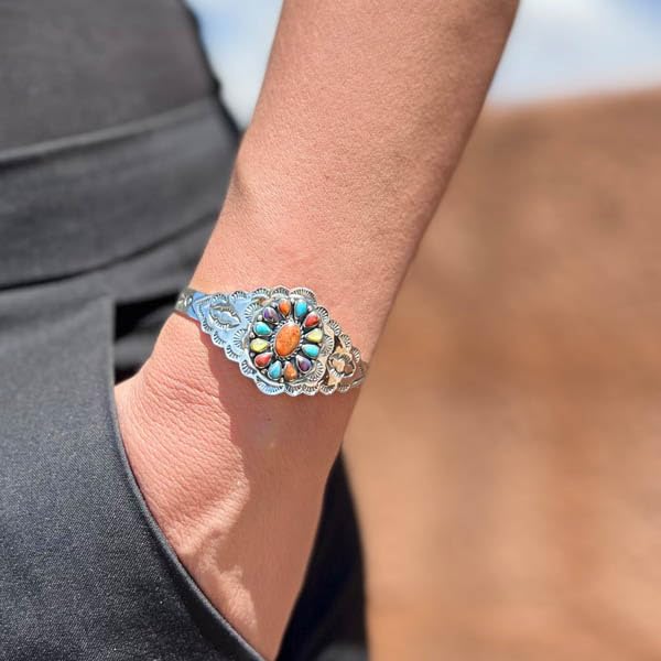 Turquoise Bracelet Sterling Silver 925 Genuine Gemstones Cuff Bracelet