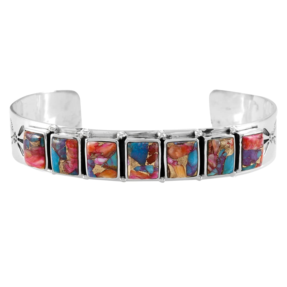 Turquoise Bracelet Sterling Silver 925 Genuine Gemstones Cuff Bracelet
