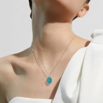 Turquoise Necklace 925 Sterling Silver Natural Turquoise Gemstone Pendant Vintage Bohemian Western Jewelry Gifts for Women