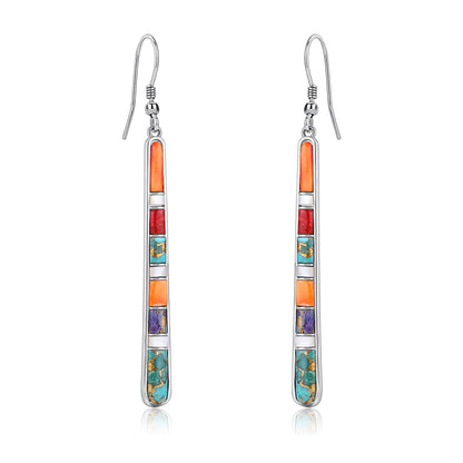Turquoise Earrings for Women 925 Sterling Silver Gemstones Dangle Earrings Bohemian Style Statement Bar Earrings Dangle Earrings for Women Earrings Valentines Gifts
