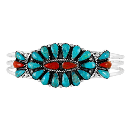 Turquoise Bracelet Sterling Silver 925 Genuine Gemstones Cuff Bracelet (Southwest Style)