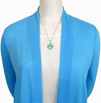 Turquoise Necklace 925 Sterling Silver & Genuine Gemstones and Semiprecious Gemstones Pendant 20"