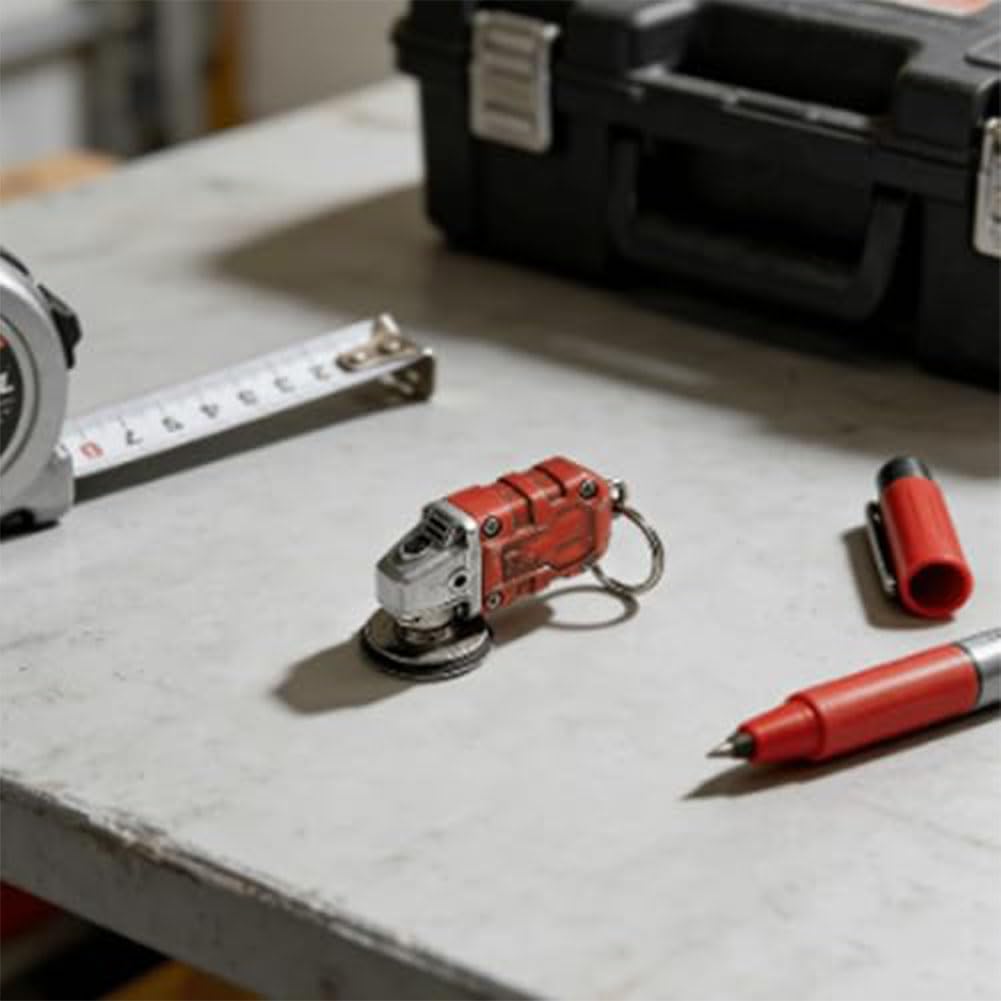Mini Grinder Keychain, 2-in-1 Inspired Mini Grinder Keychain: Convenient Smoothing Tool + Tool Enthusiast Collectible (1)