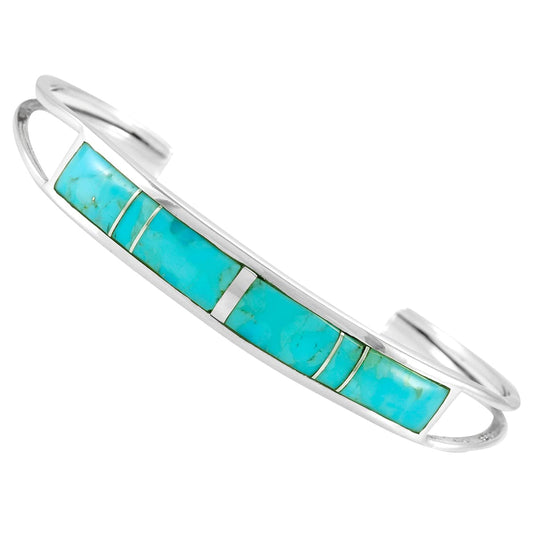 Turquoise Bracelet Sterling Silver 925 Genuine Gemstones Cuff Bracelet