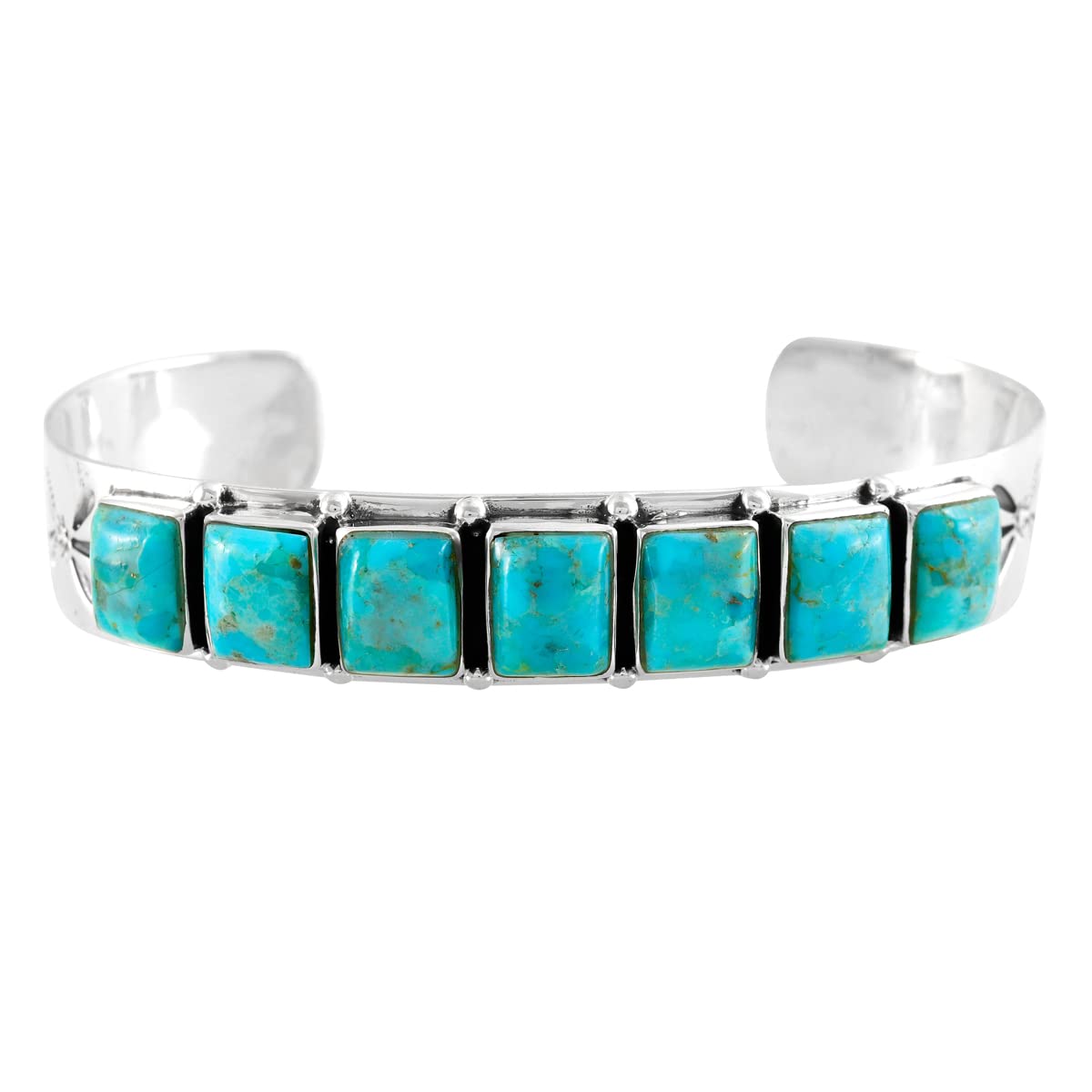 Turquoise Bracelet Sterling Silver 925 Genuine Gemstones Cuff Bracelet