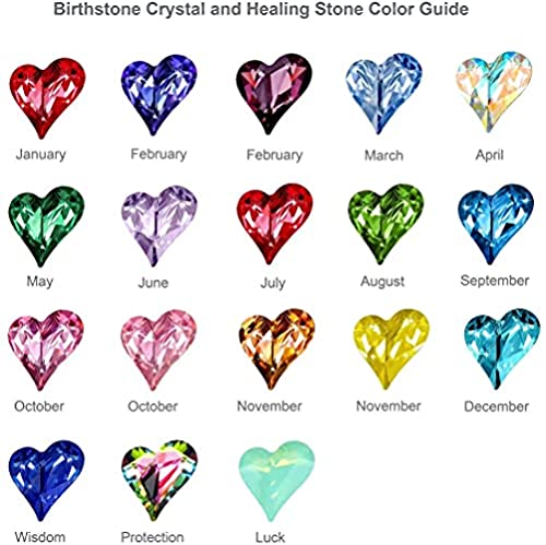 Leafael Infinity Love Heart Link Bracelets, Birthstone or Healing Stone Crystal Bracelet for Women, Silver Tone Jewelry Gifts for Her, 7-inch Chain and 2-inch Extender