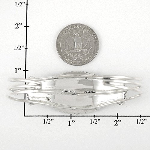 Turquoise Bracelet Sterling Silver 925 Genuine Gemstones Cuff Bracelet (Southwest Style)