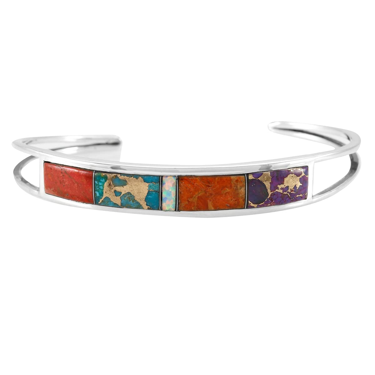 Turquoise Bracelet Sterling Silver 925 Genuine Gemstones Cuff Bracelet