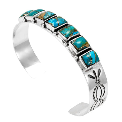 Turquoise Bracelet Sterling Silver 925 Genuine Gemstones Cuff Bracelet