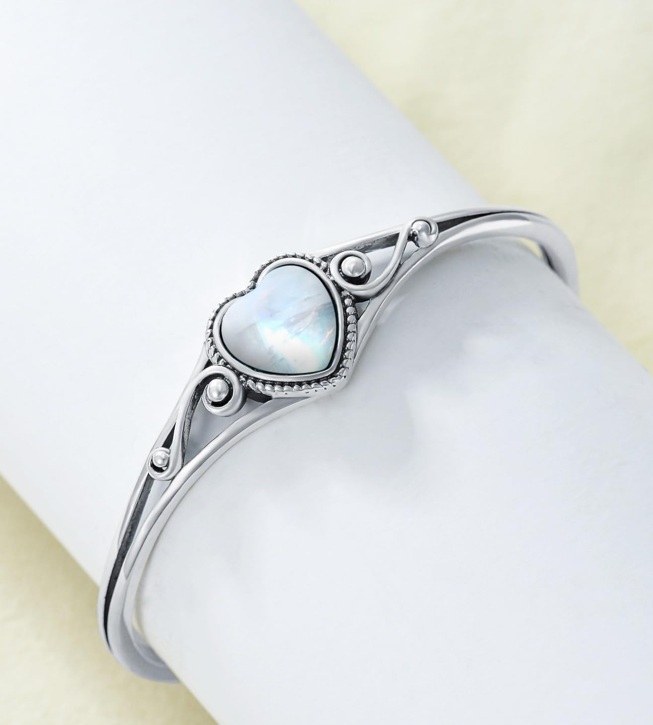 Genuine Turquoise Bracelet, Sterling Silver Native American Boho Adjustable Heart Bangle Cuff Jewelry for Women, Fit for 6.5 7 7.5 Inches