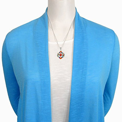 Turquoise Necklace 925 Sterling Silver & Genuine Gemstones and Semiprecious Gemstones Pendant 20"