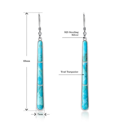 Turquoise Earrings for Women 925 Sterling Silver Gemstones Dangle Earrings Bohemian Style Statement Bar Earrings Dangle Earrings for Women Earrings Valentines Gifts