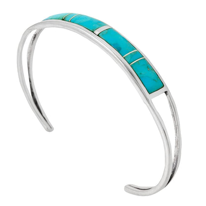 Turquoise Bracelet Sterling Silver 925 Genuine Gemstones Cuff Bracelet