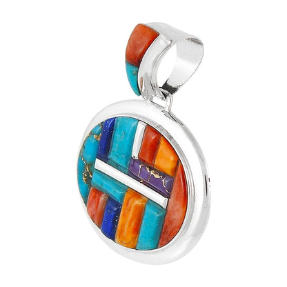 Turquoise Necklace Pendant 925 Sterling Silver Genuine Gemstones (20" Length)