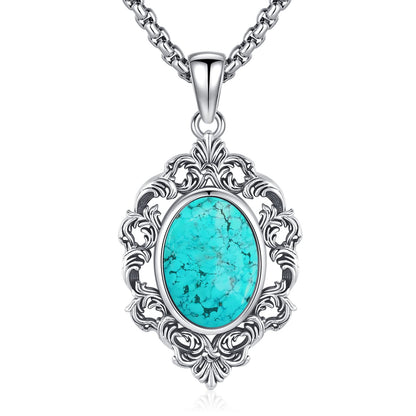 Turquoise Jewelry for Women Men 925 Sterling Silver Pendant Urn Necklaces for Ashes Picture Locket Necklace Thor Hammer Yggdrasil Virgen De Guadalupe St Michael Christopher Judas Witches Knot Necklace