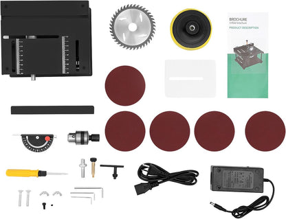 Mini Table Saw, 200w Small Table Saw for Crafts, Portable Mini Desktop Electric Saw for Cutting Grinding, Mini Multi-functional Table Saw for Wood PCB Plastic Acrylic, Speed & Angle Adjustable