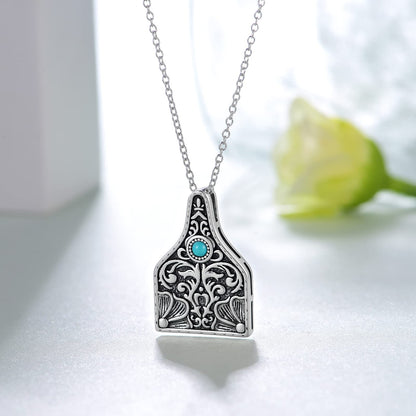 Western Cow Tag/Lightning Bolt/Bar Necklace 925 Sterling Silver Turquoise Necklaces for Women Western Jewelry Gifts for Women