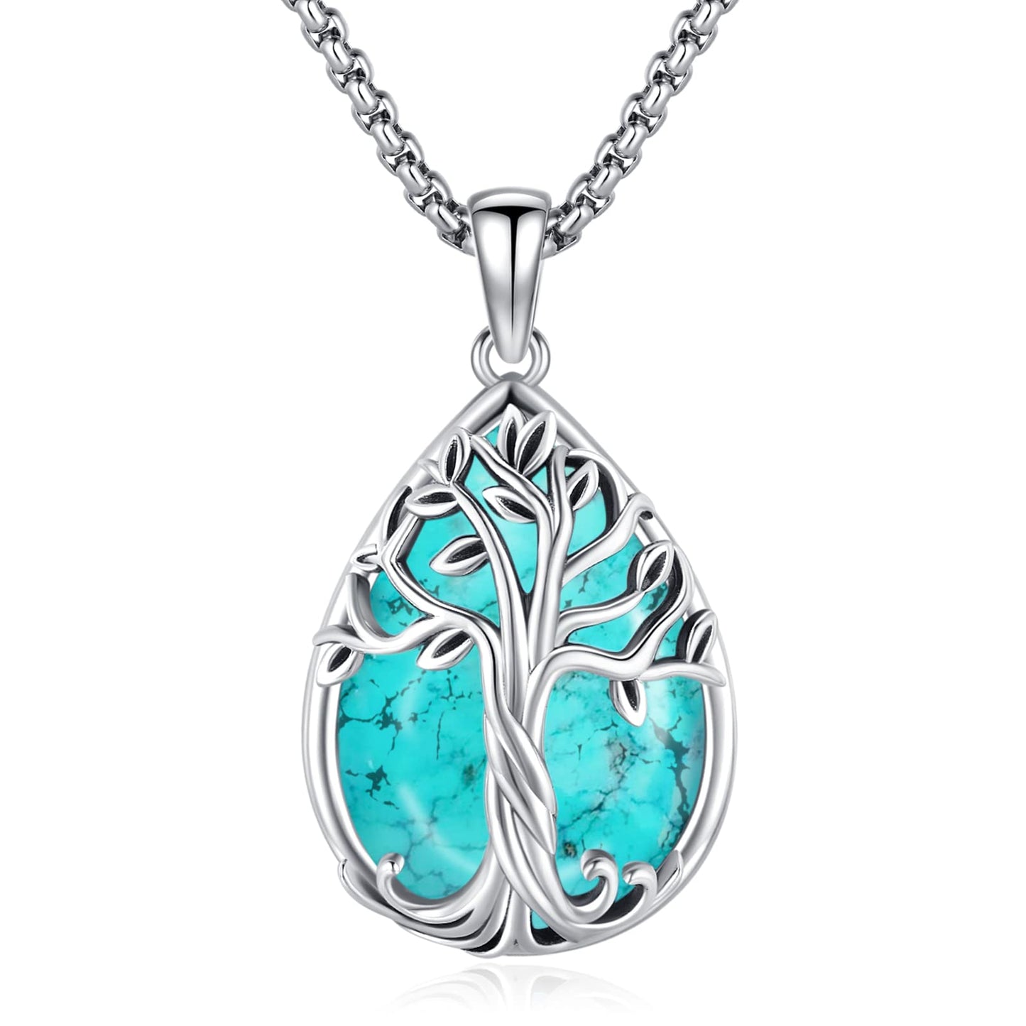 Turquoise Jewelry for Women Men 925 Sterling Silver Pendant Urn Necklaces for Ashes Picture Locket Necklace Thor Hammer Yggdrasil Virgen De Guadalupe St Michael Christopher Judas Witches Knot Necklace