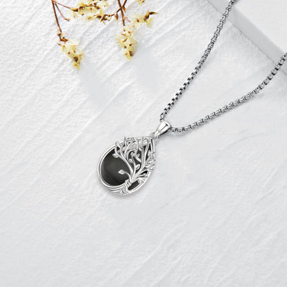 Jewelry Gifts - Tree of Life Necklace Sterling Silver Abalone Shell/Opal/Moonstone/Black Onyx/Turquoise/Malachite/Crystal Family Tree of Life Jewelry for Women Men