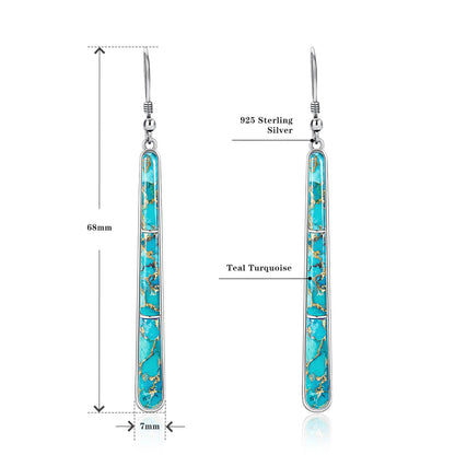 Turquoise Earrings for Women 925 Sterling Silver Gemstones Dangle Earrings Bohemian Style Statement Bar Earrings Dangle Earrings for Women Earrings Valentines Gifts